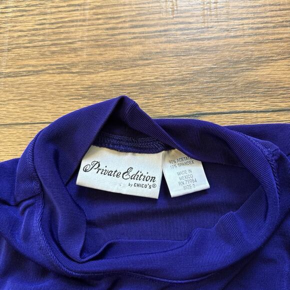 Vintage Chico’s Private Edition Blue Mock Neck Sleeveless Top Size 2 - Picture 3 of 5